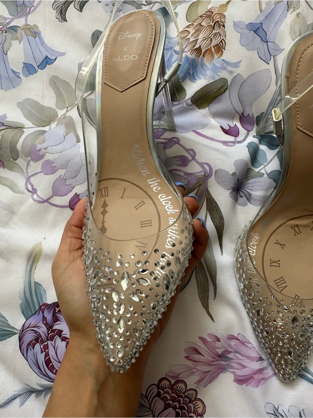 Aldo Clear Crystal-Embellished Pointed Slingback Heels